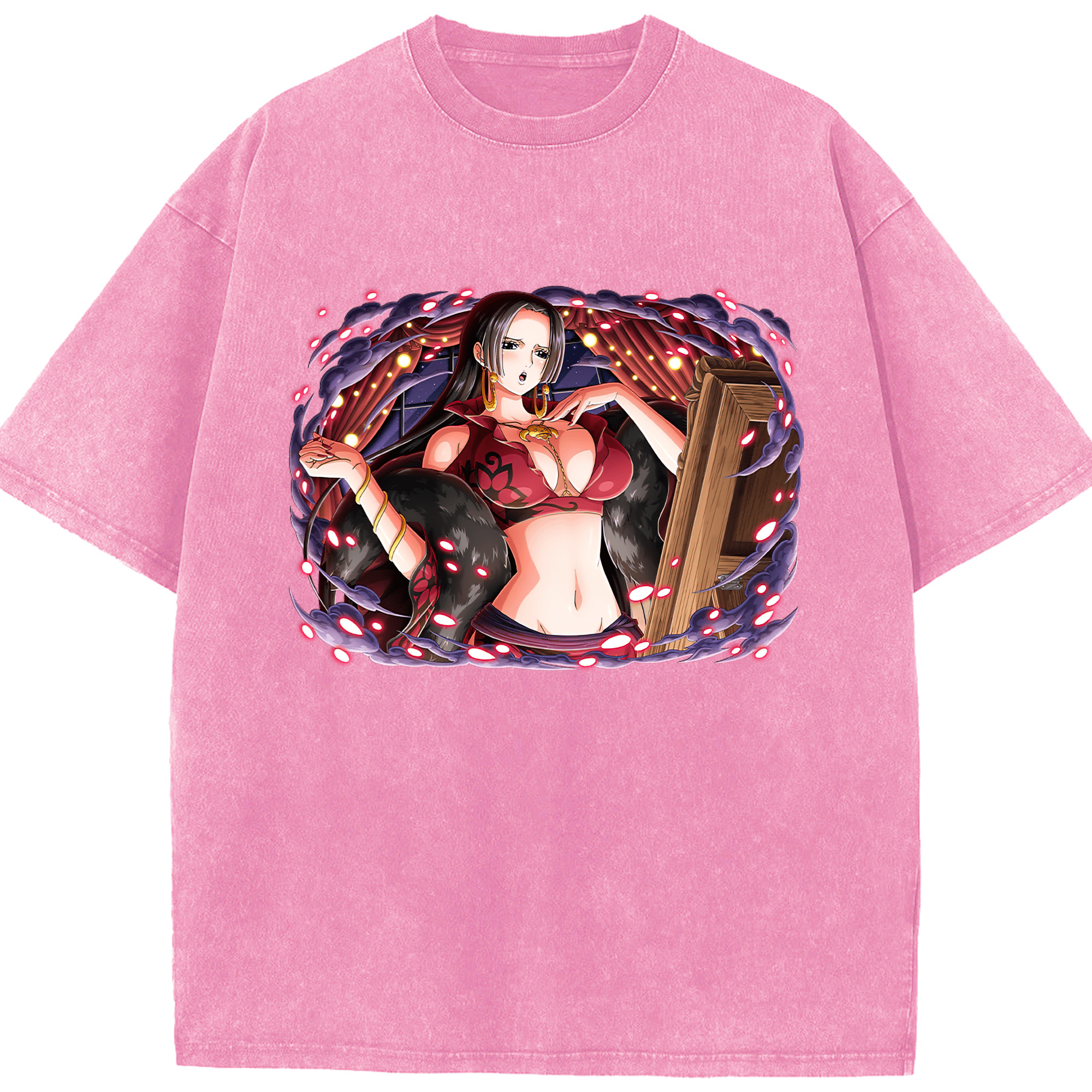 ワンピース ボア・ハンコック ONE PIECE Boa·Hancock 綿100% ヴィンテージ風 半袖Tシャツ（フロントプリント）